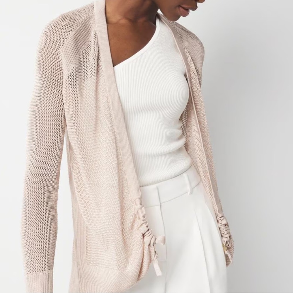 WHBM Mesh Cinched Cardigan